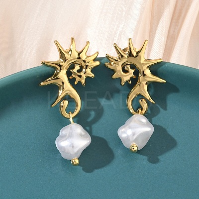 Sea Horse 304 Stainless Steel Acrylic Dangle Stud Earrings EJEW-B156-06G-1