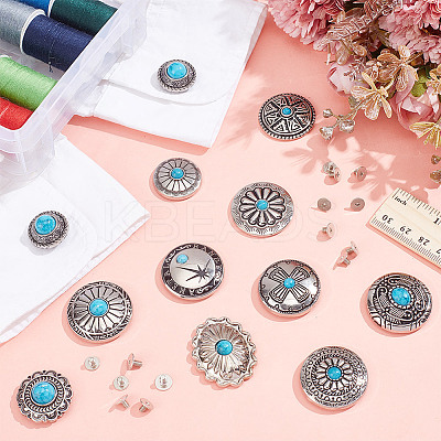22Pcs 11 Styles Flat Round Alloy Enamel Coin Screwback Rivets FIND-NB0005-76-1
