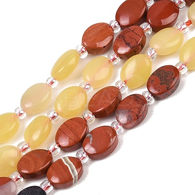Natural Red Jasper & Lemon Jade & Synthetic Goldstone & Blue Goldstone & Blue Lace Agate Beads Strands G-Z135-A05-1