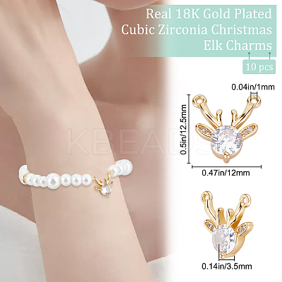 10Pcs Christmas Brass Micro Pave Cubic Zirconia Pendants KK-BBC0005-31-1
