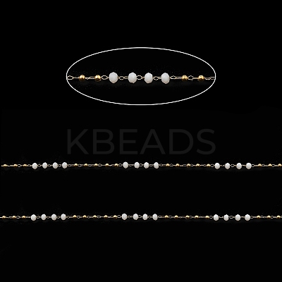 Rondelle Glass Beaded Link Chains CHS-G028-07G-01-1