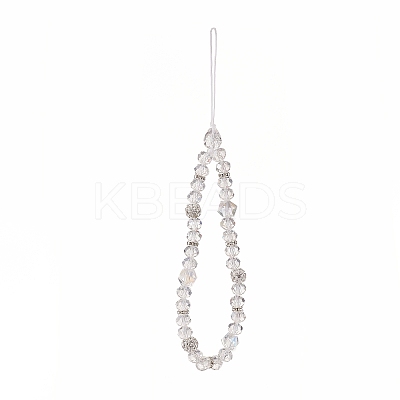 Rondelle Glass & Polymer Clay Rhinestone Beads Phone Hand Strap Chains HJEW-JM00877-02-1