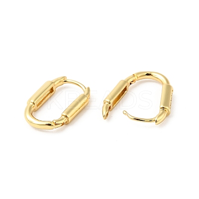 Clear Cubic Zirconia Oval Hoop Earrings EJEW-G312-13G-1