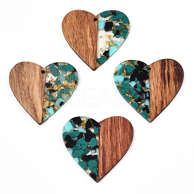 Transparent Resin & Walnut Wood Pendants LS-RESI-TAC0017-73-A02-1