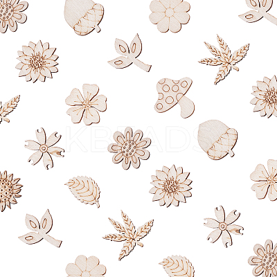 100Pcs Unfinished Wood Piece Decorations WOOD-CJ0001-54-1
