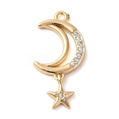 Brass Micro Pave Clear Cubic Zirconia Pendants KK-G503-39G-1