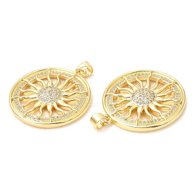 Rack Plating Brass Micro Pave Cubic Zirconia Pendants KK-A185-17G-1