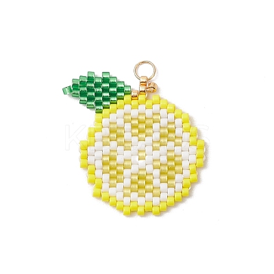 Glass Seed Beaded Lemon Pendants PALLOY-MZ00814-01-1