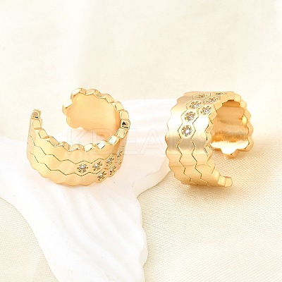 Brass Micro Pave Clear Cubic Zirconia Cuff Earrings EJEW-F370-32G-1