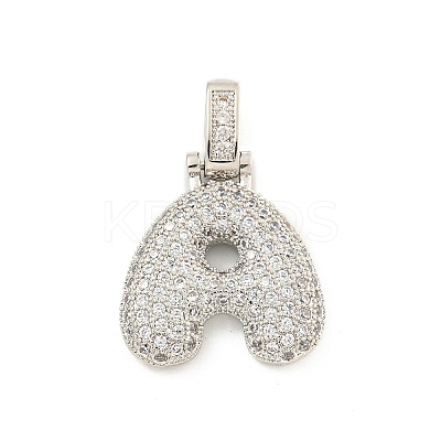 Brass Micro Pave Clear Cubic Zirconia Pendants KK-B099-01P-A-1