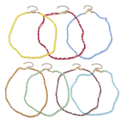 304 Stainless Steel with Glass Round Beaded Necklaces for Women NJEW-JN04684-1