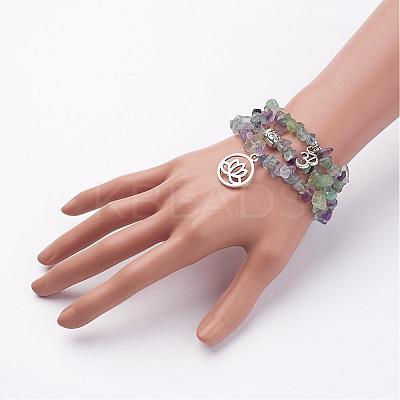 Natural Fluorite Stretch Bracelet Sets BJEW-JB02621-1
