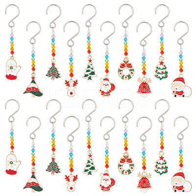 Christmas Theme Alloy Enamel Pendant Decorations HJEW-AB00265-1