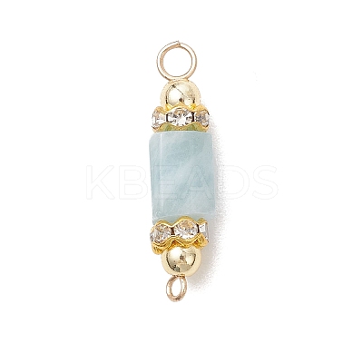 Natural Aquamarine with Electroplate Synthetic Non-magnetic Hematite Faceted Column Connector Charms PALLOY-JF04855-1