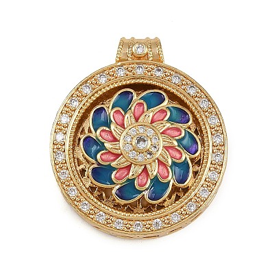 Brass Micro Pave Cubic Zirconia Rotating Pendants LS-KK-P332-02B-G-1