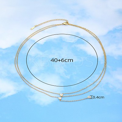 304 Stainless Steel Double Layer Y Drop Necklace STAS-OY009-43G-1
