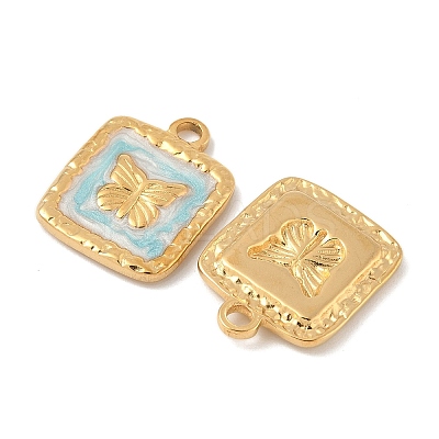 304 Stainless Steel Enamel Pendants STAS-U057-18G-1