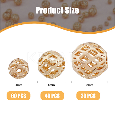 120Pcs 3 Styles Brass Hollow Beads KK-HY0001-70-1