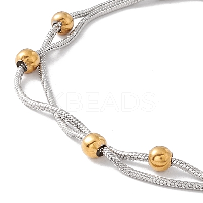 PVD Vacuum Plating 304 Stainless Steel Double Satellite Chains Multi-strand Anklet STAS-E001-09P-1
