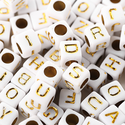156Pcs 26 Style White Plating Acrylic Letters Beads SACR-YW0001-02-1