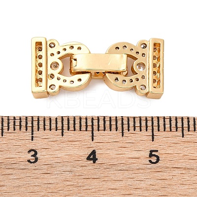 Brass Micro Pave Clear Cubic Zirconia Fold Over Clasps KK-P291-16G-1