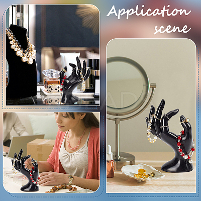 Plastic Mannequin Hand Jewelry Display Holder Stands RDIS-WH0009-013A-WH-1