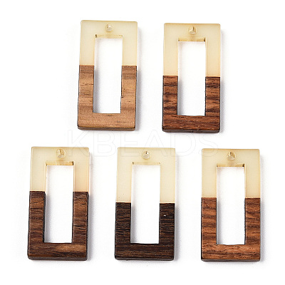 Walnut Wood & Luminous Glow in the Dark Resin Pendants RESI-N039-72-1