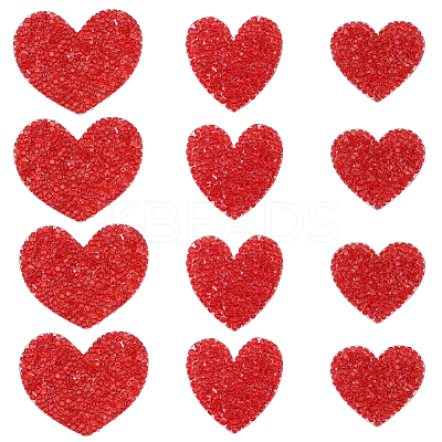 30Pcs 3 Styles Heart Glass Rhinestone Applique Patch DIY-GF0009-88-1