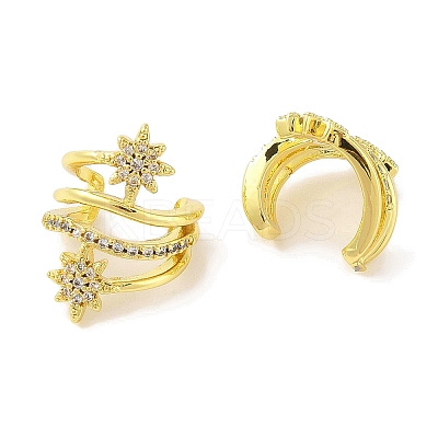 Brass Micro Pave Clear Cubic Zirconia Cuff Earrings for Women EJEW-I305-35G-1