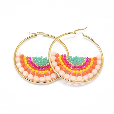 304 Stainless Steel Hoop Earrings EJEW-O090-C03-1