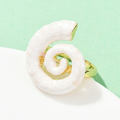 Brass Enamel Adjustable Cuff Rings for Women RJEW-G357-01B-1