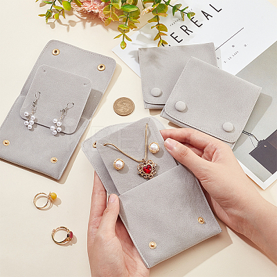 Lint Cloth Jewelry Gift Pouches with Snap Fastener ABAG-WH0045-08C-1