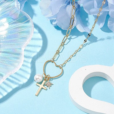 Brass with Stainless Steel Pendants Necklaces NJEW-JN04873-1