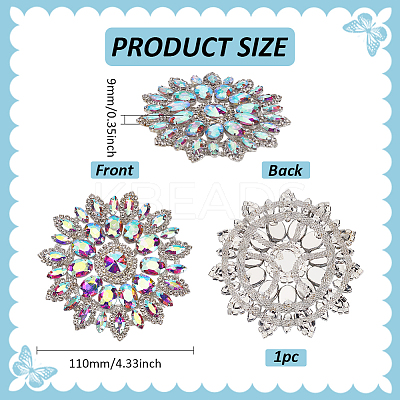 1Pc Flower Glass Rhinestone Cabochons Ornamenets Accessories FIND-FG0004-33A-1