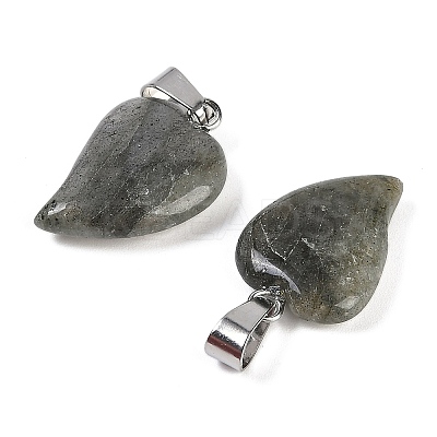 Natural Labradorite Heart Pendants G-H073-03P-08-1