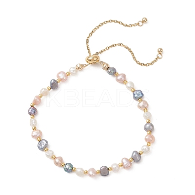 Natural Cultured Freshwater Pearl & Seed Beads Slider Bracelets for Women BJEW-JB13178-1