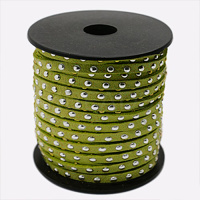 Silver Aluminum Studded Faux Suede Cord LW-D004-12-S-1