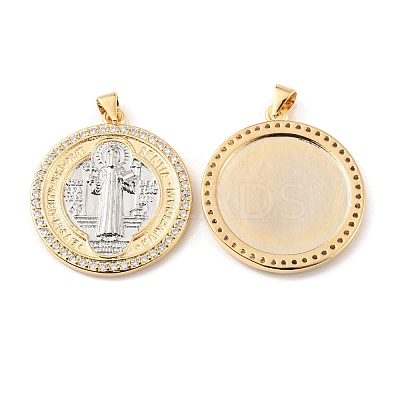 Rack Plating Brass Micro Pave Cubic Zirconia Pendants KK-C021-10G-01-1