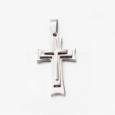 Tarnish Resistant 304 Stainless Steel Cross Pendants STAS-M185-33P-1