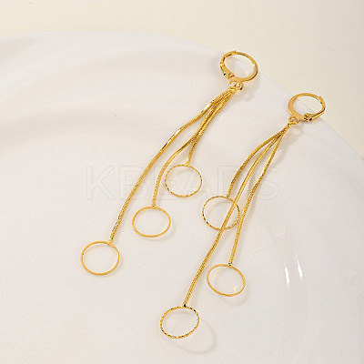 Fashionable Geometric Brass Earrings with Tassel Studs WN4550-1-1