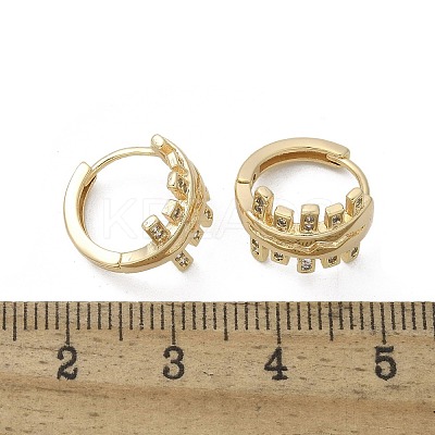 Brass Clear Cubic Zirconia Hoop Earrings EJEW-Q014-16G-1