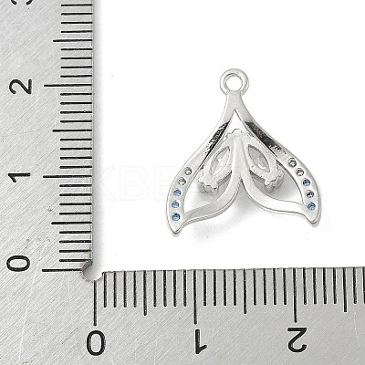 Brass Pave Light Sky Blue and Clear Cubic Zirconia Sea Animal Connector Charms KK-M326-07C-P-1