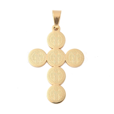 304 Stainless Steel Saint Benedict Medal Cross Pendants STAS-F012-12G-1