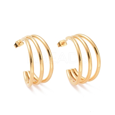 Iron Plating(IP) 304 Stainless Steel C-shape Stud Earrings EJEW-G298-13B-G-1