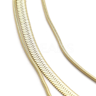 304 Stainless Steel Snake Chains 3 Layer Necklace for Women NJEW-C028-01G-1