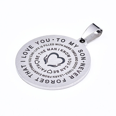 Non-Tarnish 201 Stainless Steel Quote Pendants STAS-T044-221P-1