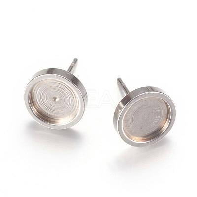 Non-Tarnish 201 Stainless Steel Stud Earring Settings STAS-T004-08-1
