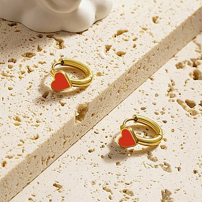 Natural Shell Heart Hoop Earrings AJEW-U002-02G-1