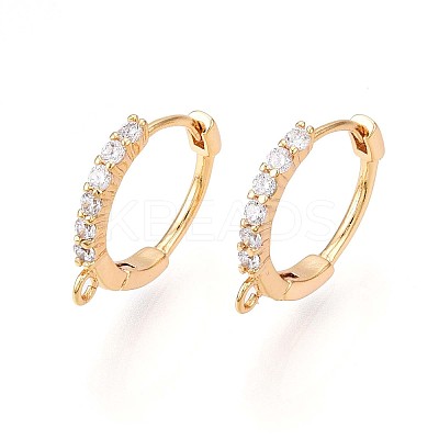 Brass Micro Pave Cubic Zirconia Hoop Earring Finding KK-N261-26G-1
