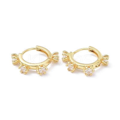 Brass Inlaid Cubic Zirconia Hoop Earrings ZIRC-P090-17G-A-1